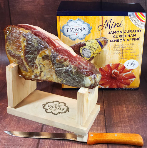 Spanish Mini Cured Jamon Carving Set + Extra 1kg Jamon