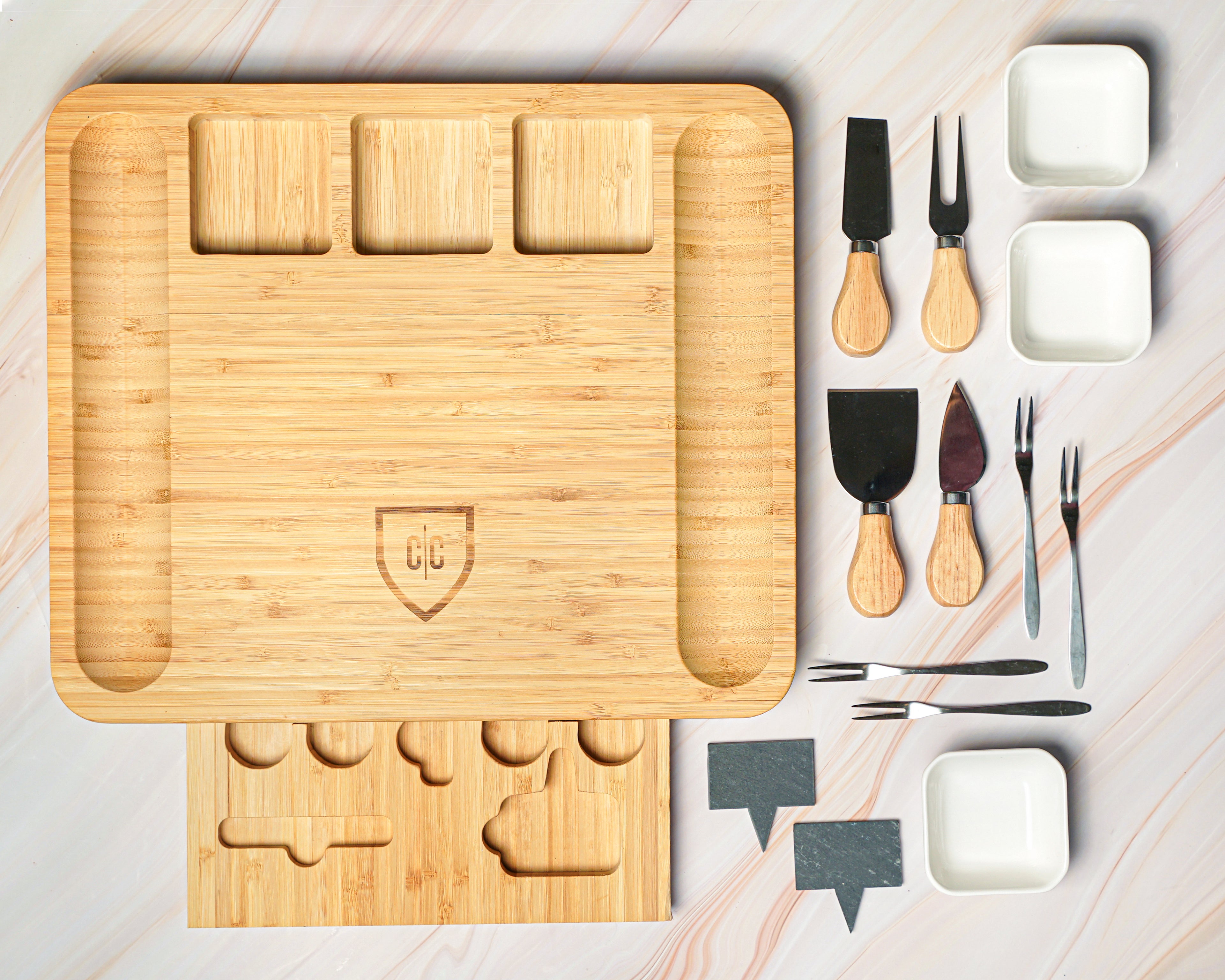 Charcuterie Board Set with Knives & Drawer (50% Off!)