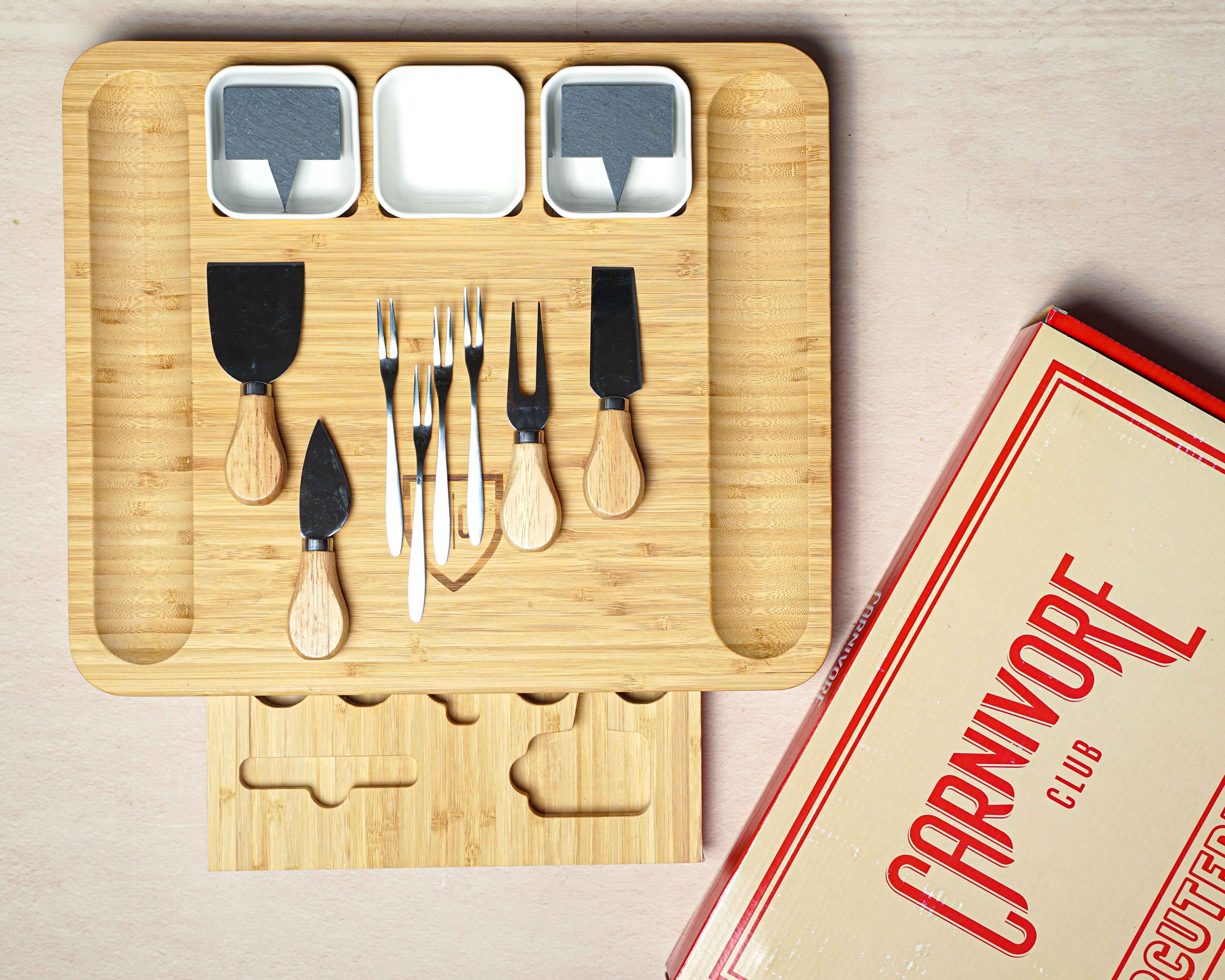 Charcuterie Board Set with Knives & Drawer (50% Off!)