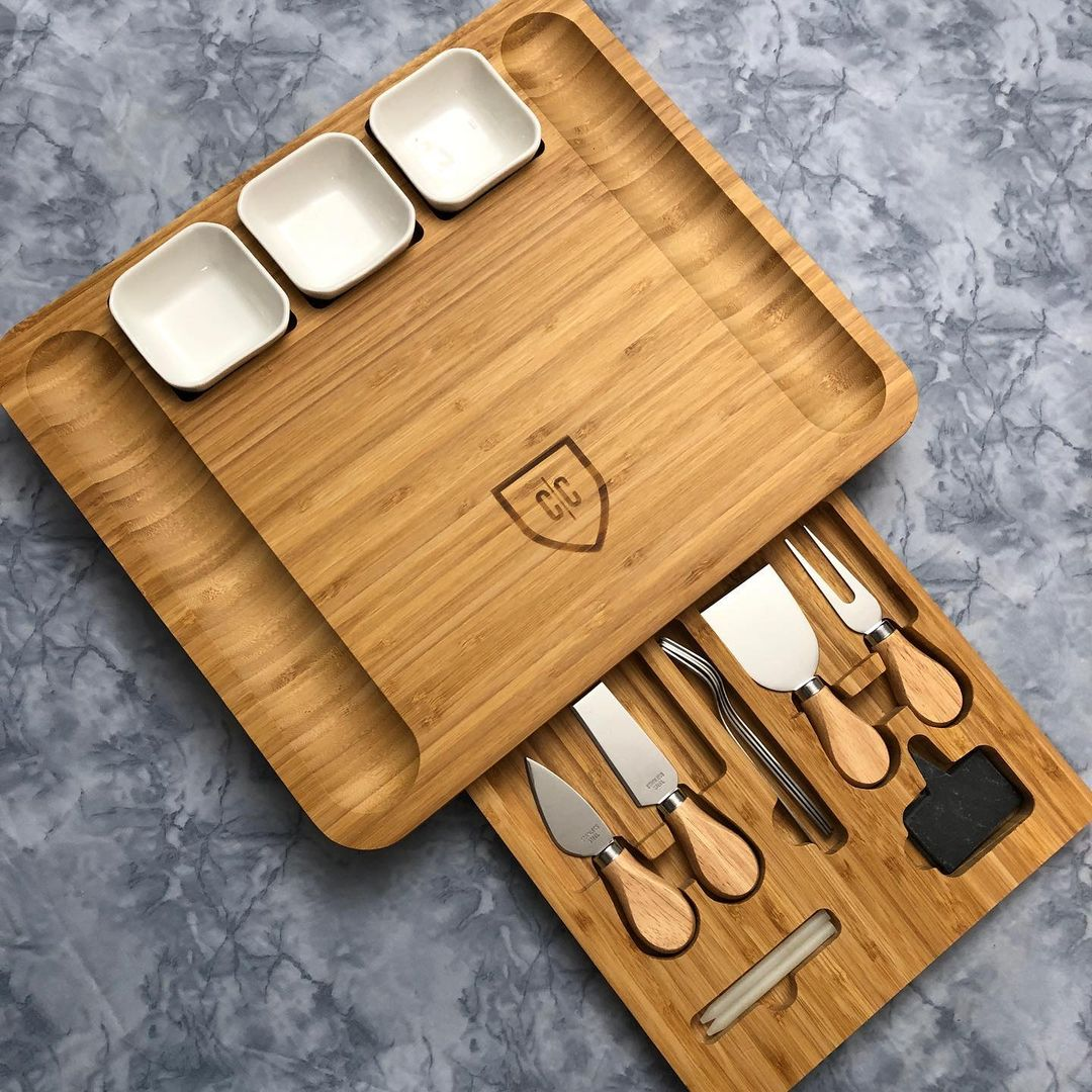 Charcuterie Board Set with Knives & Drawer (50% Off!)